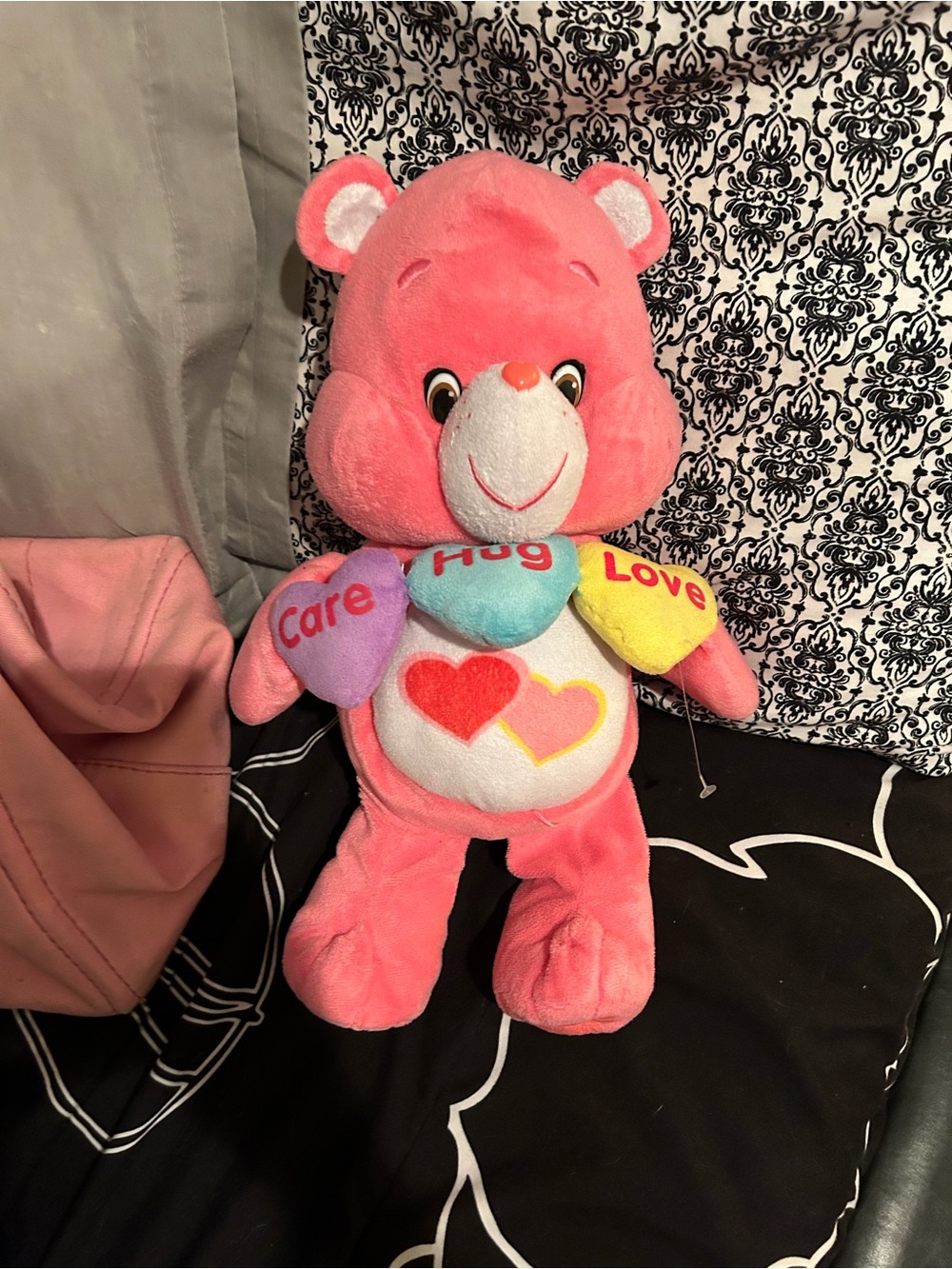 Care Bears Pink Plush with Multicolor Heart Patches